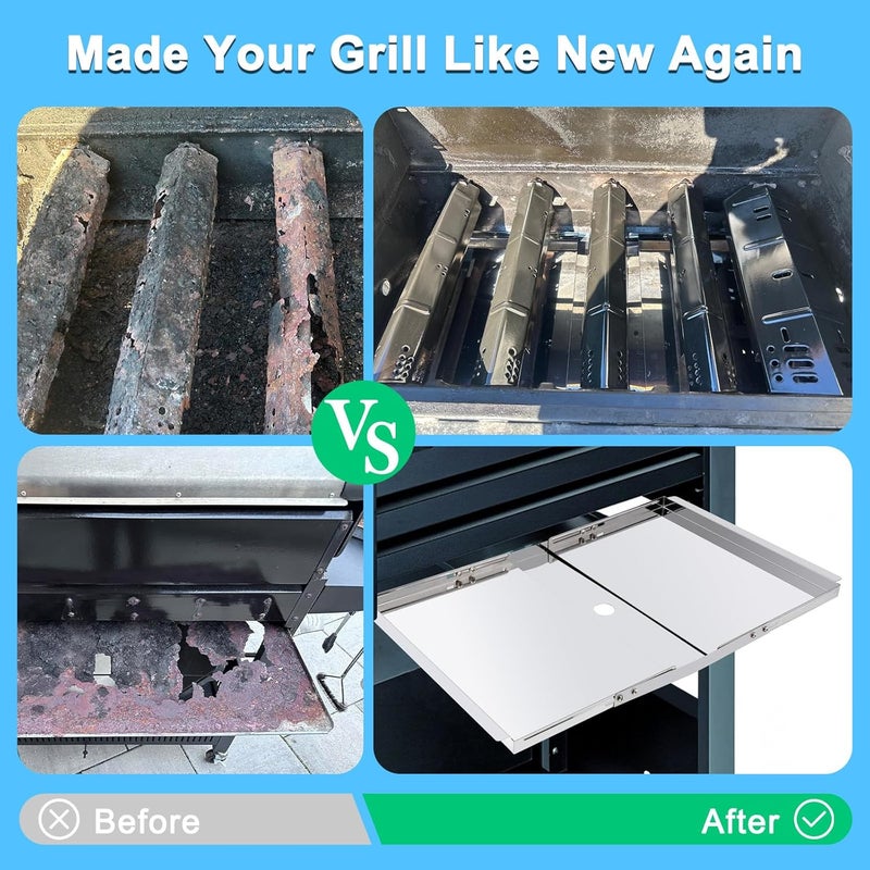 Adviace Grill Replacement Parts for Dyna-Glo DGH474CRP DGH450CRP DGH483CRP DGH485CRP DGH474CRP-D, Drip Pan Grease Tray & Heat Tents for Dyna Glo 5 Burner Grill Models - Image 3